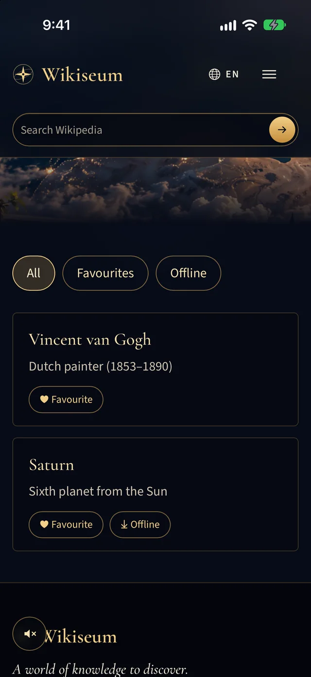 De lijst met favorieten en offline artikelen